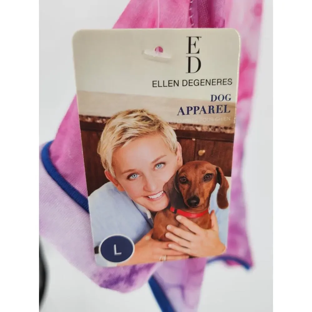Ellen DeGeneres Tie-Dye Dog Shirt Pink & Blue with Heart Detail